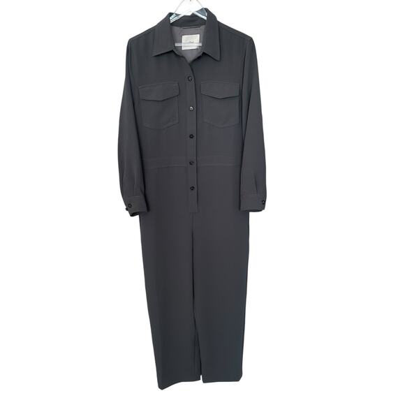 Aritzia Wilfred Utility Broiler Jumpsuit Gray Button Pockets Crepe Size Medium - Picture 3 of 13
